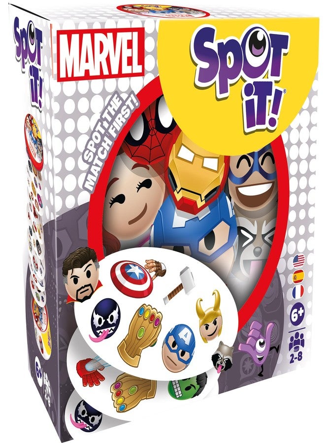 Asmodee Spot It! Marvel Emojis Card Game (2024 Refresh) - Eco-Sleeve Edition, 5-in-1 Visual Perception Game for Quick Reflexes and Family Fun, Ages 6+, 2-8 Players, 10 Minute Playtime - Image 1